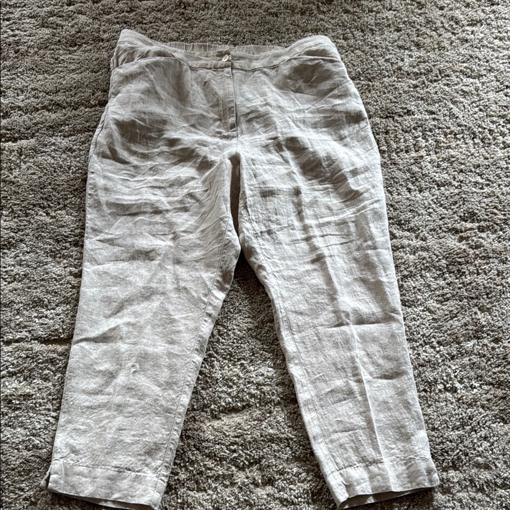 🍍 Chico's Womens Linen Pants High Rise Pockets Straight Leg Size 14 (2.5)🍍